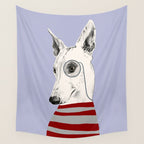 Portrait of a greyhound dog with a monocle Wall Tapestry Gallery Image 4