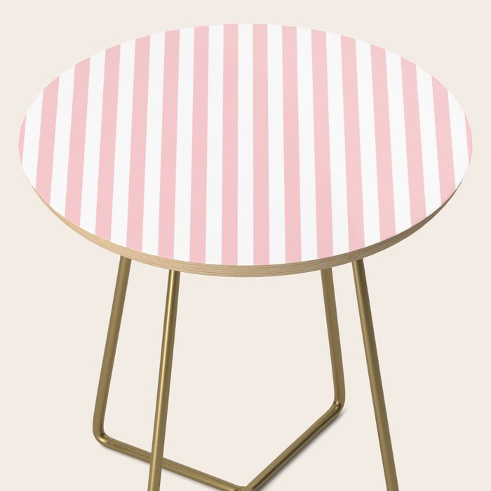 Large Classic Pink and White Stripe Pattern Side Table Gallery Image 2