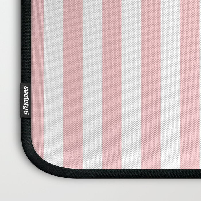 Large Classic Pink and White Stripe Pattern Laptop Sleeve Gallery Image 3