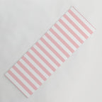 Large Classic Pink and White Stripe Pattern Yoga Mat Gallery Image 1