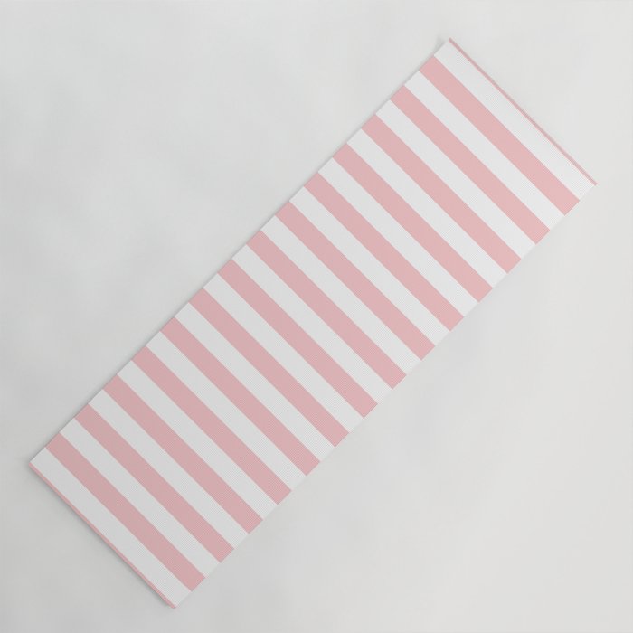 Large Classic Pink and White Stripe Pattern Yoga Mat Gallery Image 1