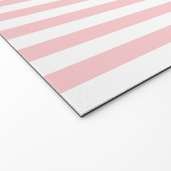 Large Classic Pink and White Stripe Pattern Welcome Mat Gallery Image 2