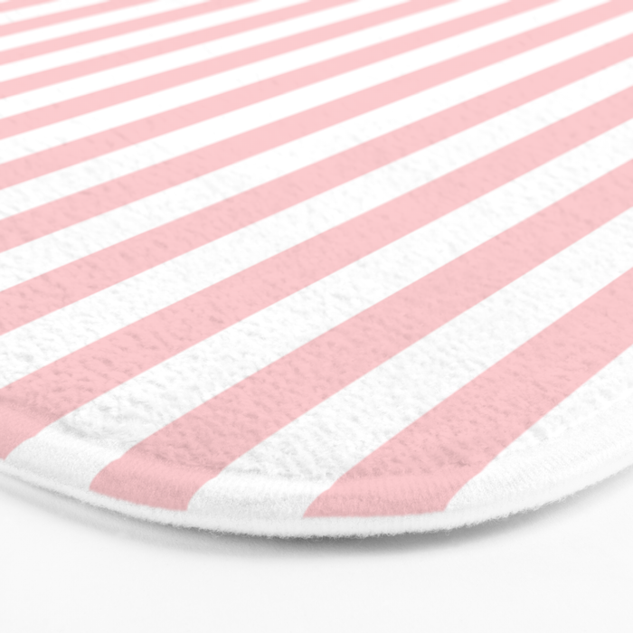 Large Classic Pink and White Stripe Pattern Bath Mat Gallery Image 3