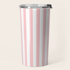Large Classic Pink and White Stripe Pattern Travel Mug Gallery Image 2