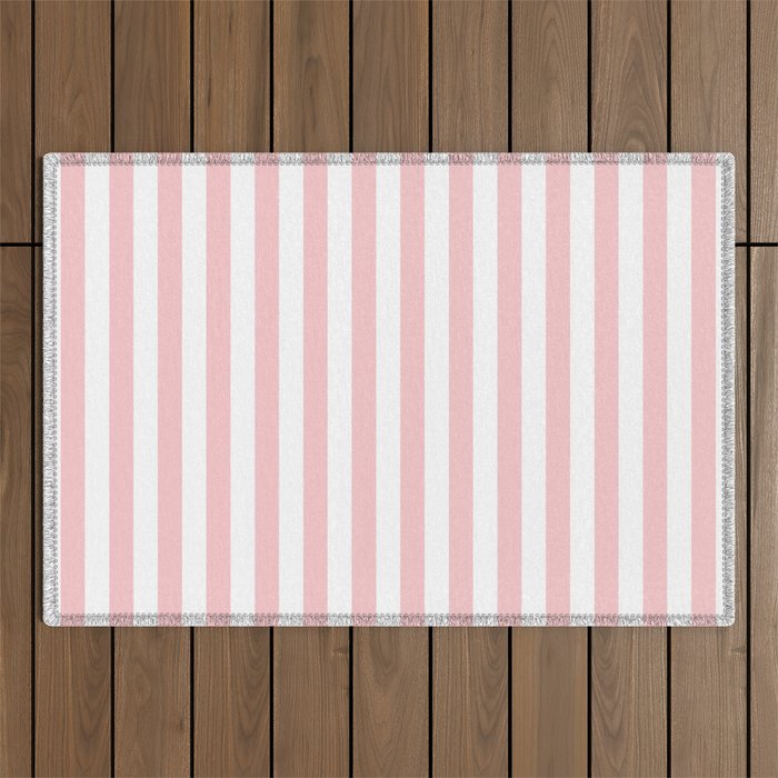 Large Classic Pink and White Stripe Pattern Outdoor Rug Gallery Image 1