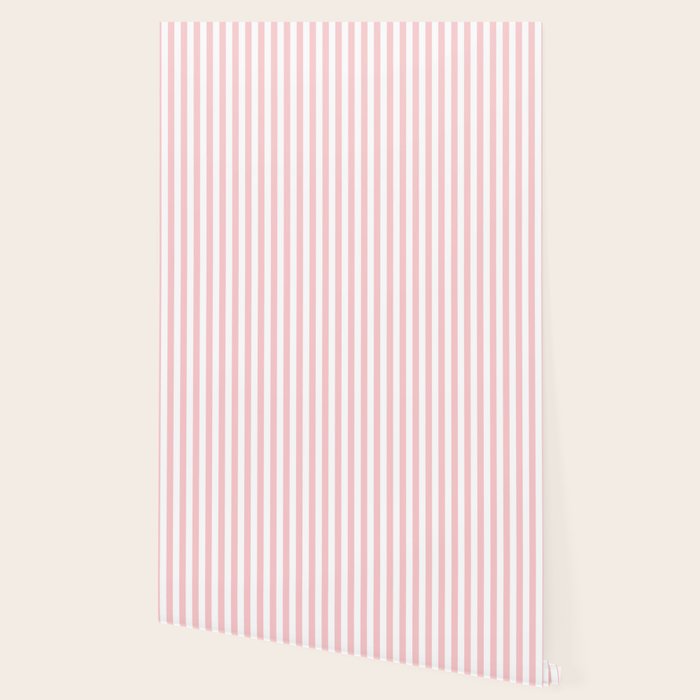 Large Classic Pink and White Stripe Pattern Wallpaper Gallery Image 2