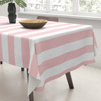 Large Classic Pink and White Stripe Pattern Tablecloth Gallery Image 3