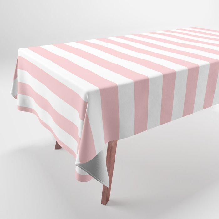 Large Classic Pink and White Stripe Pattern Tablecloth Gallery Image 1