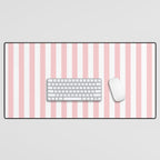 Large Classic Pink and White Stripe Pattern Desk Mat Gallery Image 1