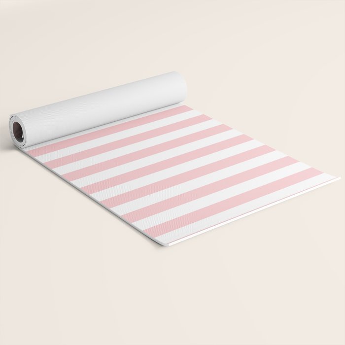 Large Classic Pink and White Stripe Pattern Yoga Mat Gallery Image 2