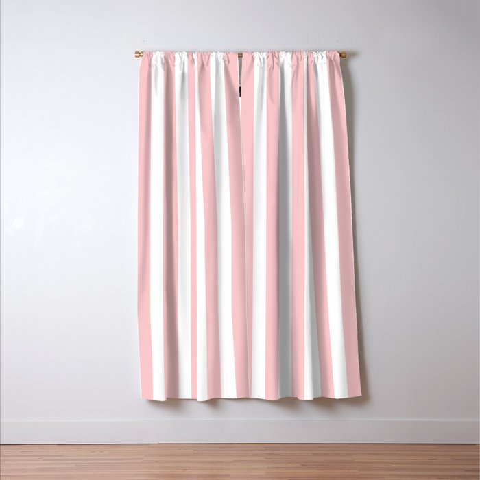 Large Classic Pink and White Stripe Pattern Window Curtain Gallery Image 3