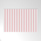 Large Classic Pink and White Stripe Pattern Welcome Mat Gallery Image 1