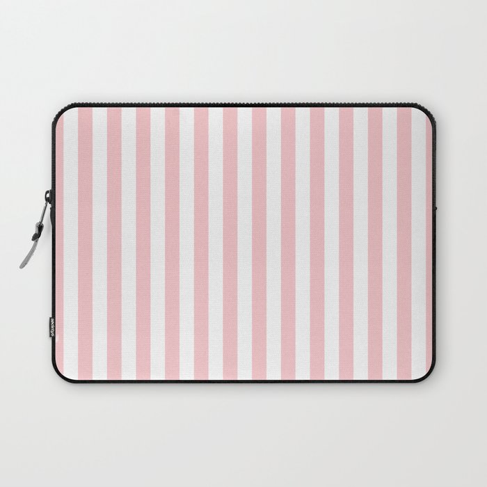 Large Classic Pink and White Stripe Pattern Laptop Sleeve Gallery Image 1