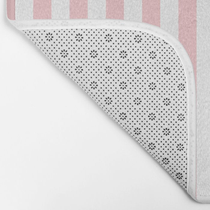 Large Classic Pink and White Stripe Pattern Bath Mat Gallery Image 2
