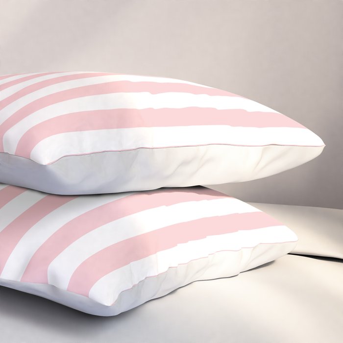 Large Classic Pink and White Stripe Pattern Pillow Sham Gallery Image 3