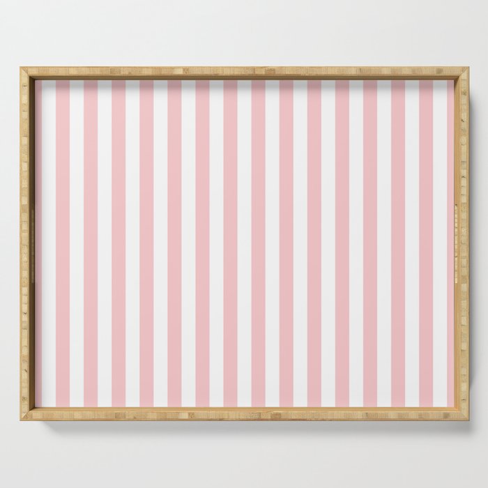 Large Classic Pink and White Stripe Pattern Serving Tray Gallery Image 1