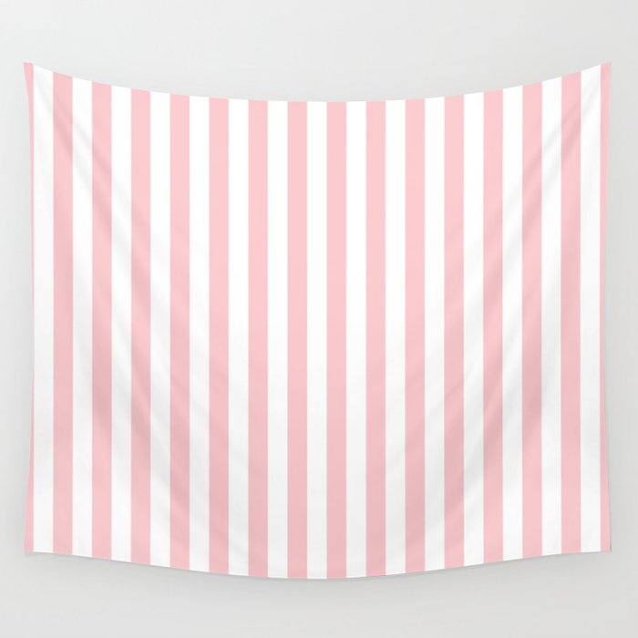 Large Classic Pink and White Stripe Pattern Wall Tapestry Gallery Image 1