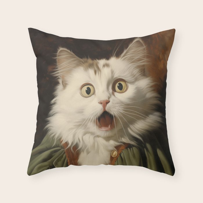 Shocked Cat III Throw Pillow Gallery Image 6