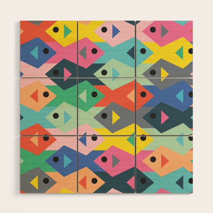 Fish tessellation Wood Wall Art Gallery Image 1