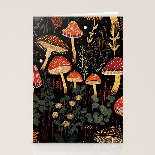 Dark Forest Magic Mushrooms Art Stationery Card Gallery Image 2