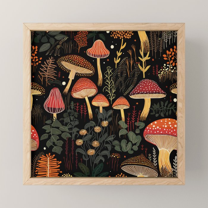 Dark Forest Magic Mushrooms Art Mini Art Print Gallery Image 1
