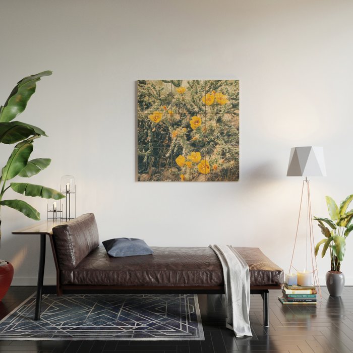 Buckhorn Cholla Cactus Flowers Wood Wall Art Gallery Image 2