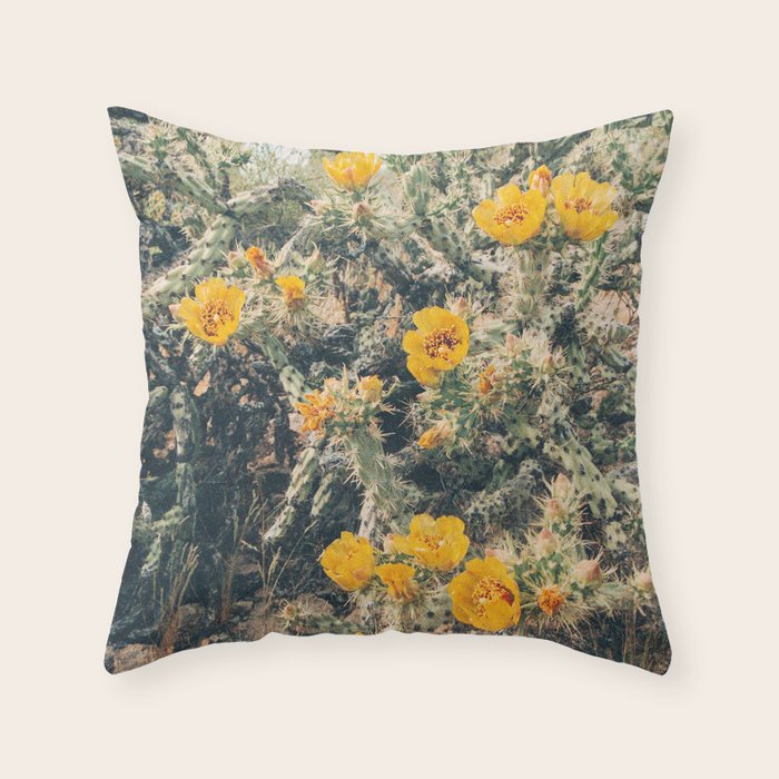 Buckhorn Cholla Cactus Flowers Throw Pillow Gallery Image 6