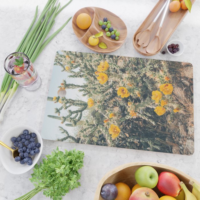 Buckhorn Cholla Cactus Flowers Cutting Board Gallery Image 2