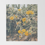 Buckhorn Cholla Cactus Flowers Throw Blanket Gallery Image 2
