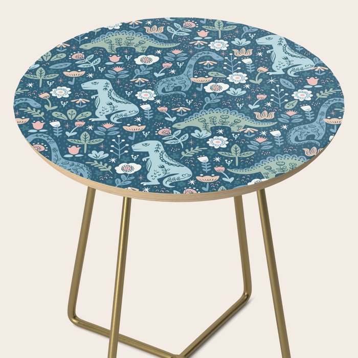 Folk Dinosaurs in Blue Side Table Gallery Image 2