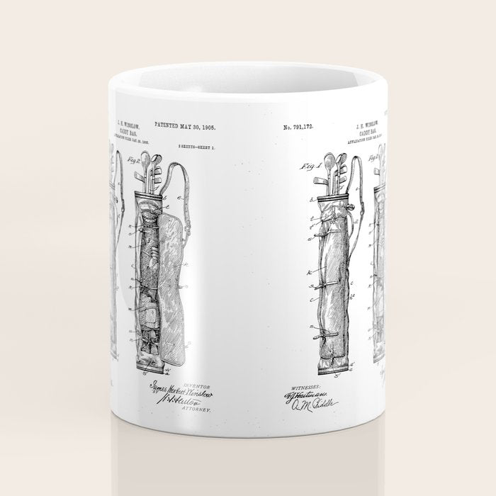 Golf Bag Patent - Caddy Art - Antique Coffee Mug Gallery Image 4
