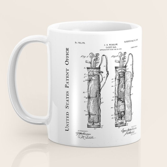 Golf Bag Patent - Caddy Art - Antique Coffee Mug Gallery Image 3