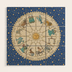 Vintage Astrology Zodiac Wheel Wood Wall Art Gallery Image 1