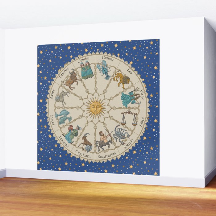 Vintage Astrology Zodiac Wheel Wall Mural Gallery Image 2