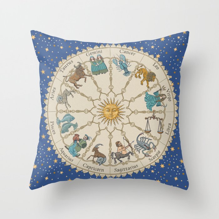 Vintage Astrology Zodiac Wheel Throw Pillow Gallery Image 6