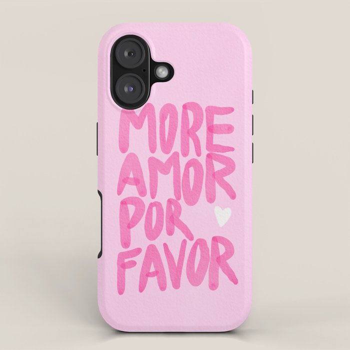 Pink Maximalist Quote - More Amor iPhone Case Gallery Image 1