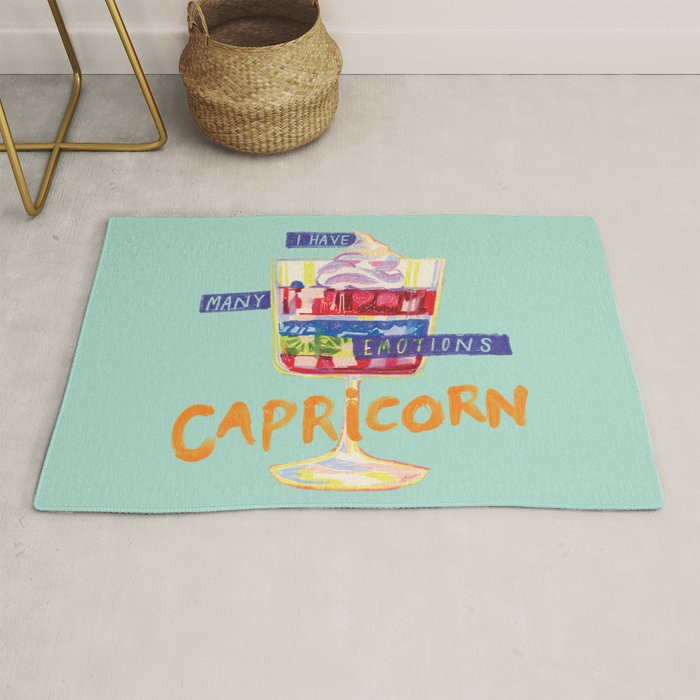 Capricorn Feelings in Pastel Green | Zodiac Series Rug Gallery Image 1