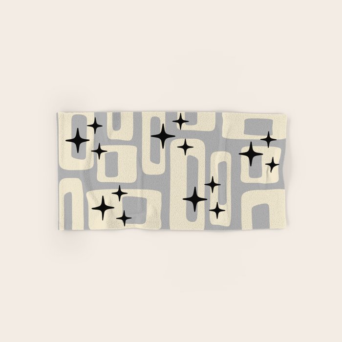 Retro Mid Century Modern Abstract Pattern 576 Gray Black Hand & Bath Towel Gallery Image 1