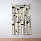 Retro Mid Century Modern Abstract Pattern 576 Gray Black Window Curtain Gallery Image 3