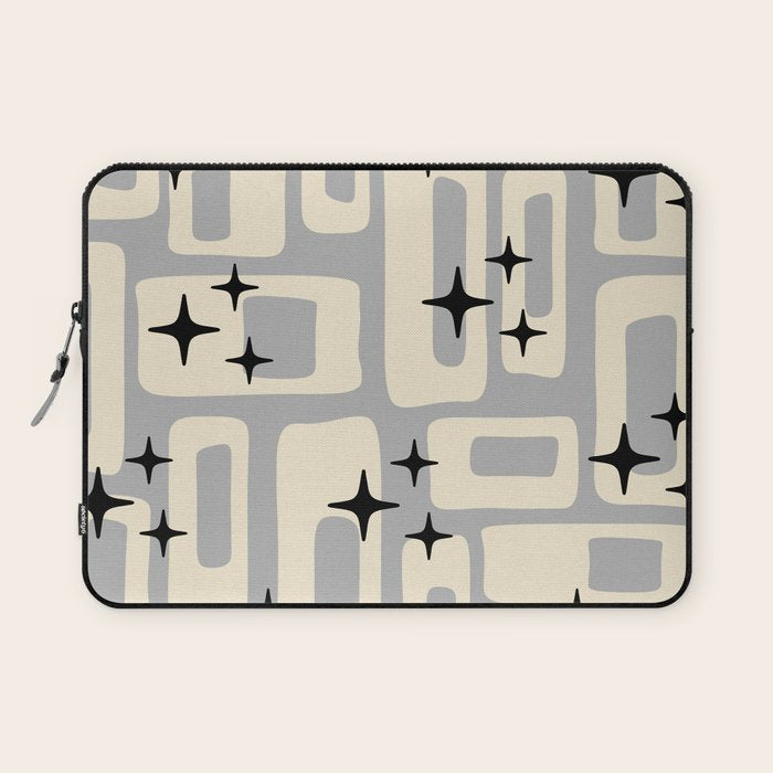 Retro Mid Century Modern Abstract Pattern 576 Gray Black Laptop Sleeve Gallery Image 1