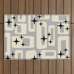 Retro Mid Century Modern Abstract Pattern 576 Gray Black Outdoor Rug Gallery Image 1