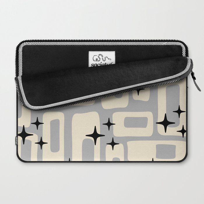 Retro Mid Century Modern Abstract Pattern 576 Gray Black Laptop Sleeve Gallery Image 2
