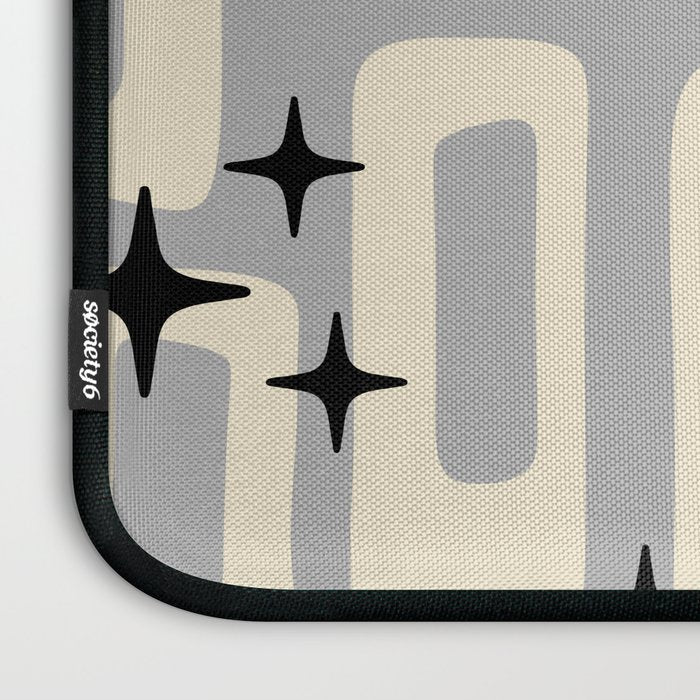 Retro Mid Century Modern Abstract Pattern 576 Gray Black Laptop Sleeve Gallery Image 3