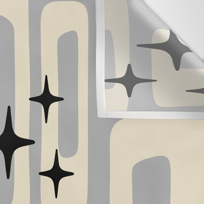 Retro Mid Century Modern Abstract Pattern 576 Gray Black Wall Tapestry Gallery Image 3
