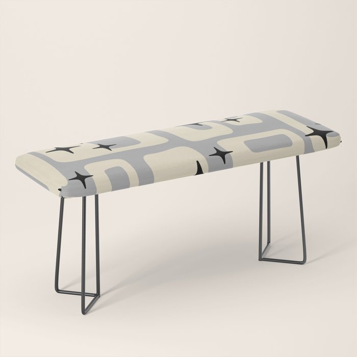 Retro Mid Century Modern Abstract Pattern 576 Gray Black Bench Gallery Image 1