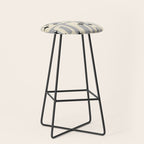 Retro Mid Century Modern Abstract Pattern 576 Gray Black Stool Gallery Image 1