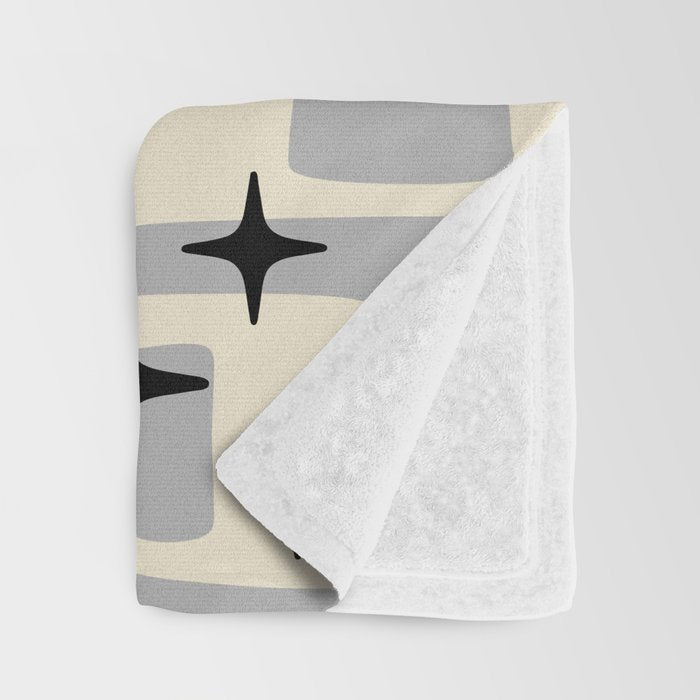 Retro Mid Century Modern Abstract Pattern 576 Gray Black Throw Blanket Gallery Image 3