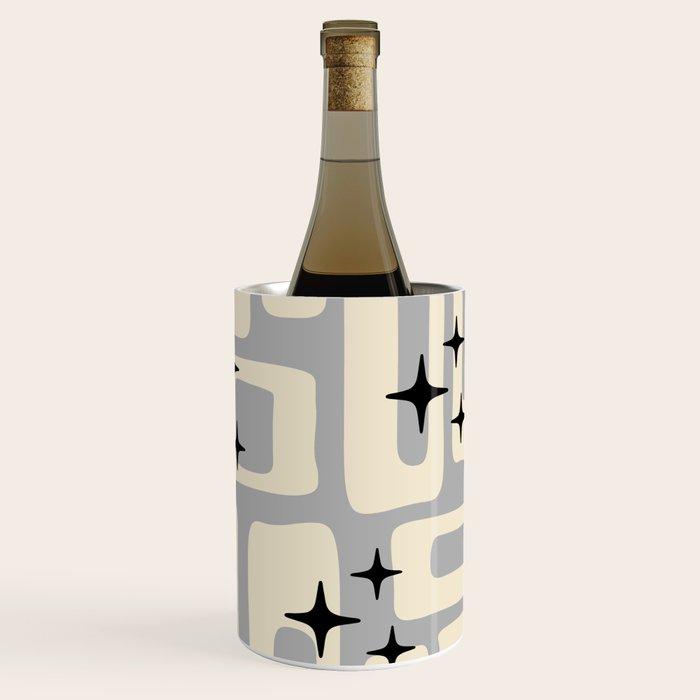 Retro Mid Century Modern Abstract Pattern 576 Gray Black Wine Chiller Gallery Image 1