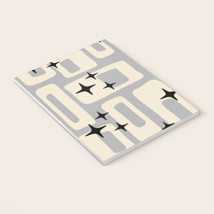 Retro Mid Century Modern Abstract Pattern 576 Gray Black Notebook Gallery Image 3