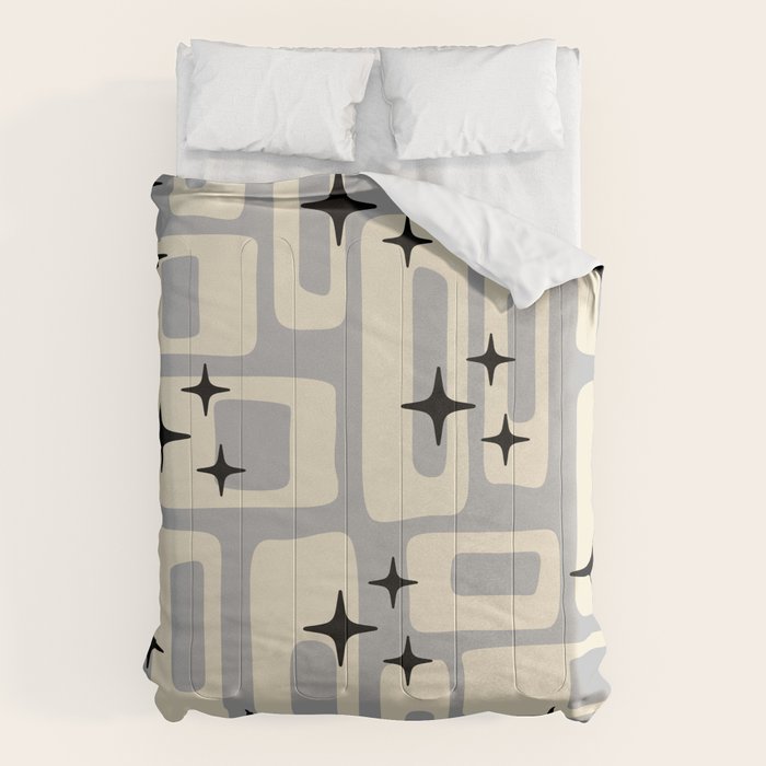 Retro Mid Century Modern Abstract Pattern 576 Gray Black Comforter Gallery Image 6
